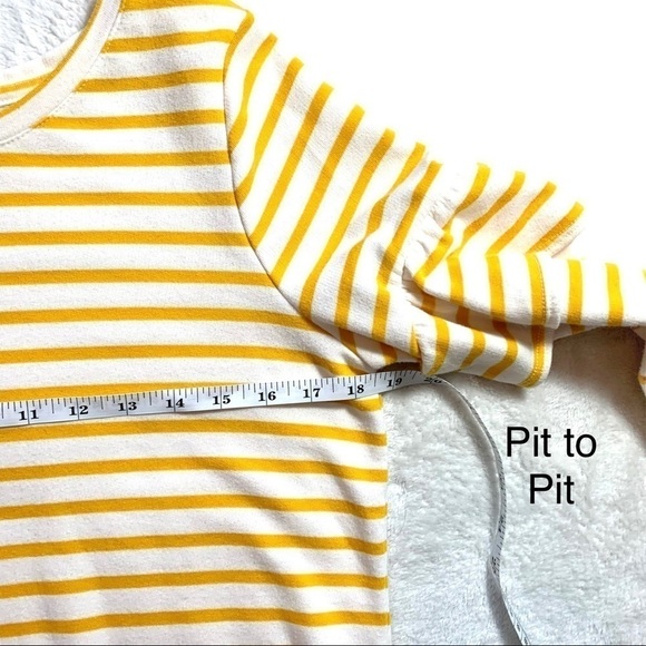 Old Navy Lemon Yellow Ruffled Stripe Pull On Crewneck Sweatshirt Top Small - Picture 14 of 15